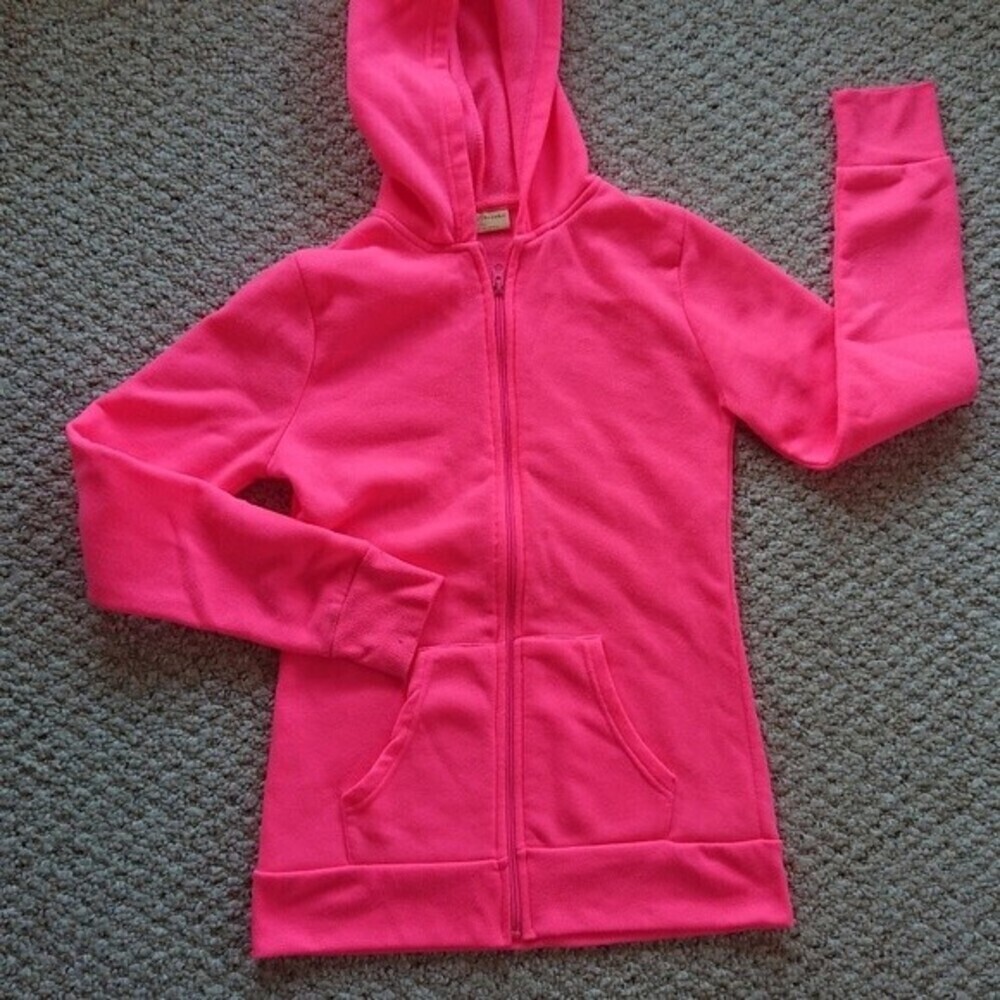 Bobbie Brooks bright neon pink zip up hoodie size S